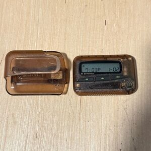 Vintage 90s Motorola Clear Brown Pager/Beeper w/Clip Turns On”UNTESTED”Read Blw